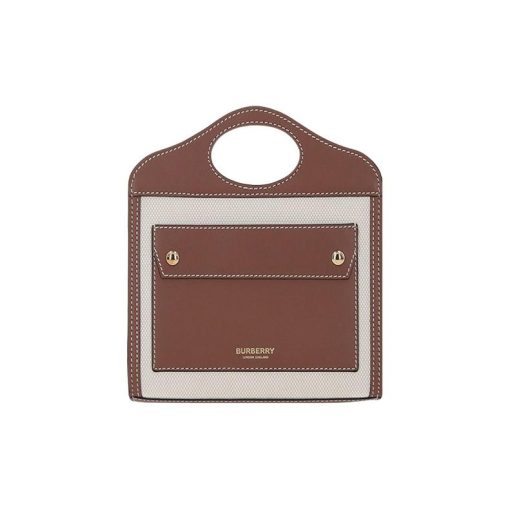 버버리 마이크로 투톤 캔버스 레더 포켓백 내츄럴 몰트 브라운 8052898 #41*9.5*37cm