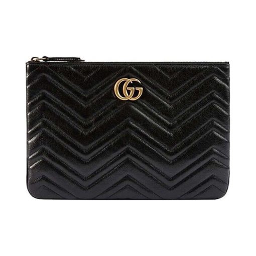구찌 GG 마몽 레더 파우치 블랙 525541-0OLET-1000 #29*1*19cm