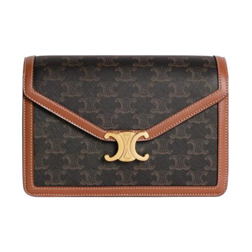 셀린느 엔벨로프 백 트리옹프 캔버스 카프스킨 탄 113322EZH-04LU #22*5*15cm