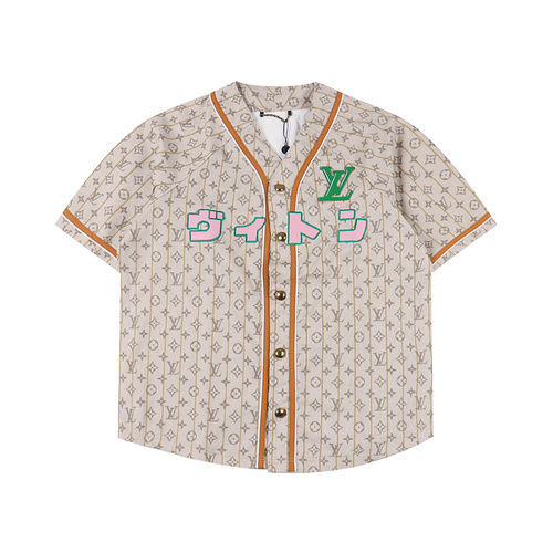 루이비통 LV 캣워크 콜라보레이션 자수 반팔 야구 셔츠-90071053