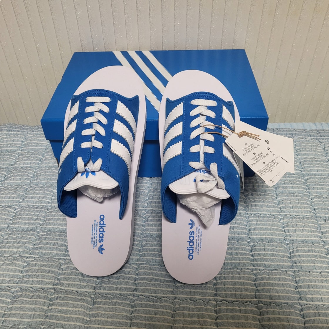 아디다스 가젤 비치 슬라이드 블루버드 화이트 JQ7425 photo review